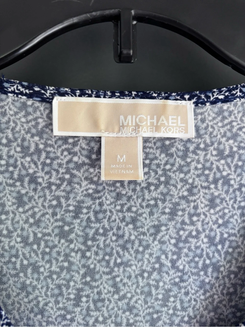 Michael Kors Navy Lace-Up Printed Long Sleeve Tunic